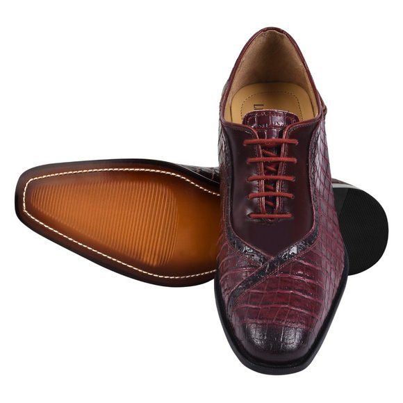 LIBERTYZENO Mens Burgundy Croco 2 Dress Shoes - Picture 2 of 7